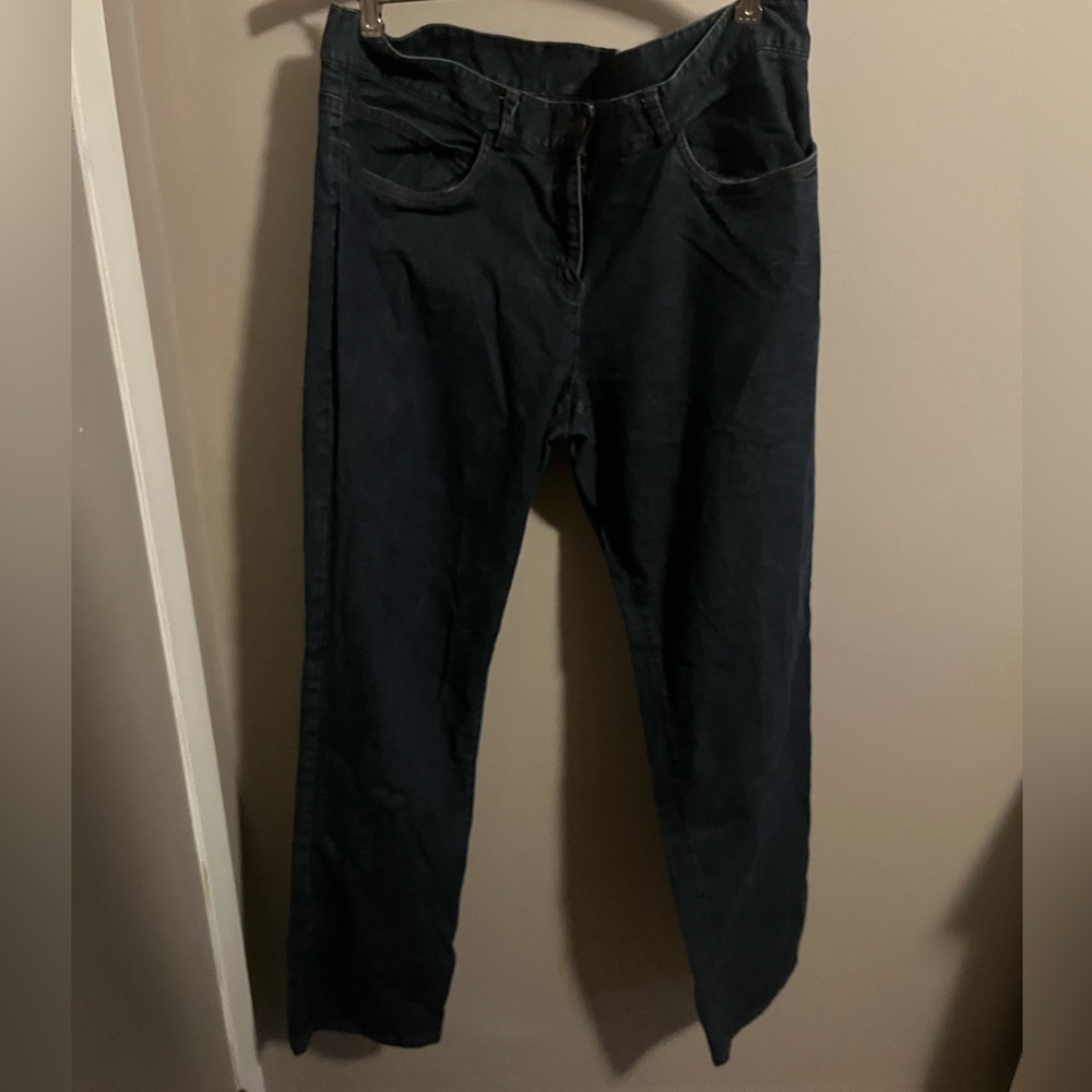 Eileen Fisher stretch denim ladies large straight leg dark denim